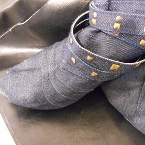 Non-Slip Open Toe Denim Booties